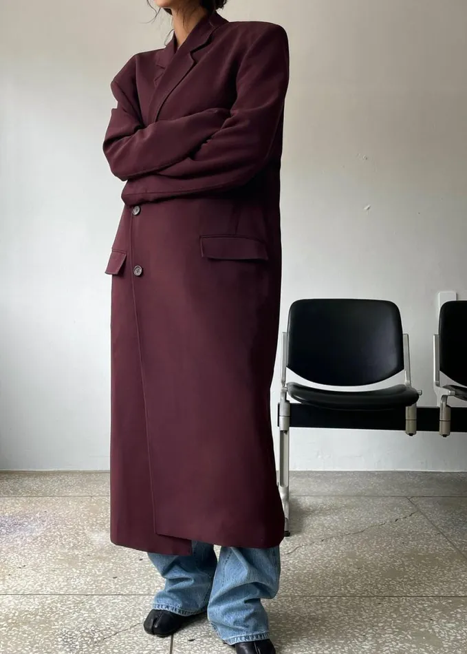 Clothing Women The Frankie Shop Hampton Long Coat 8211 Burgundy