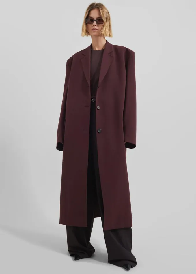 Clothing Women The Frankie Shop Hampton Long Coat 8211 Burgundy