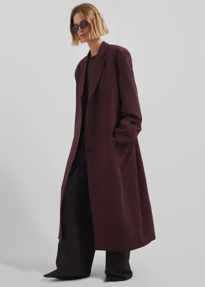 Clothing Women The Frankie Shop Hampton Long Coat 8211 Burgundy