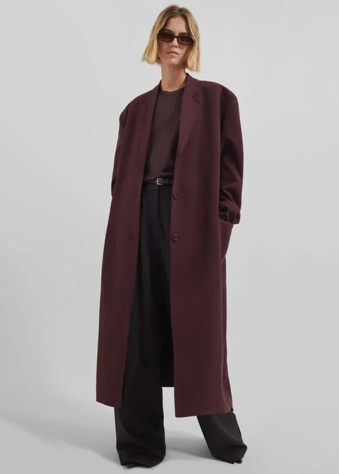 Clothing Women The Frankie Shop Hampton Long Coat 8211 Burgundy