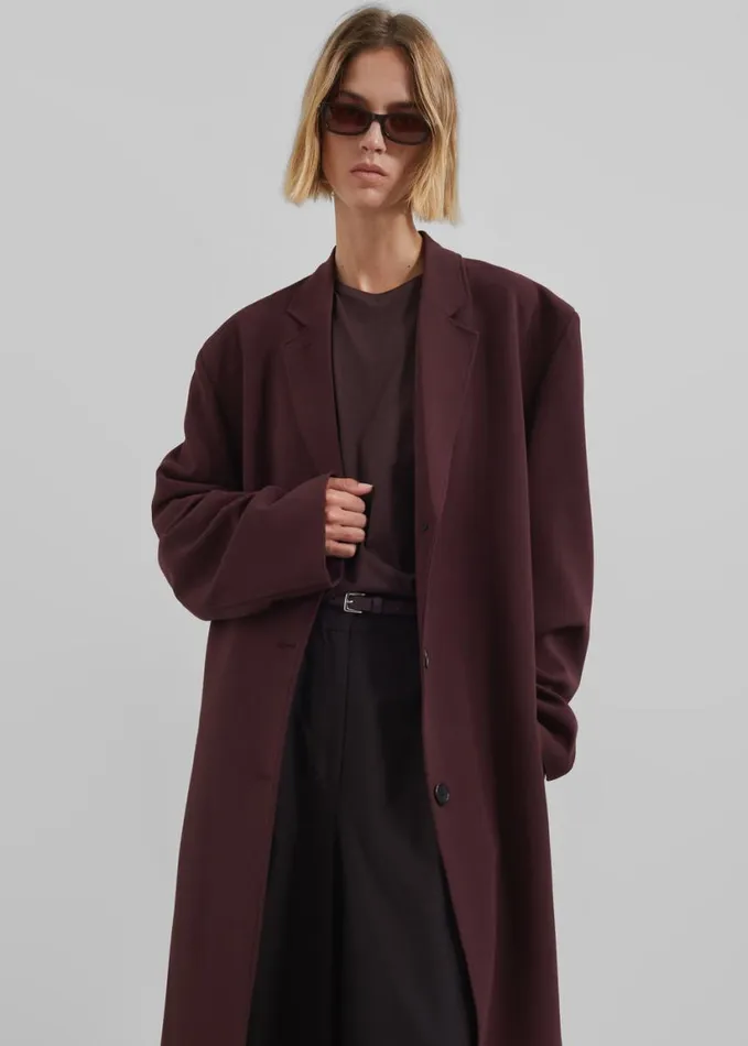 Clothing Women The Frankie Shop Hampton Long Coat 8211 Burgundy