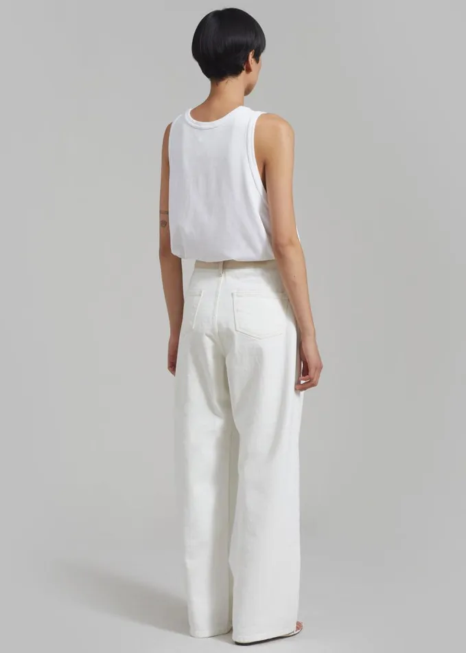 Clothing Women The Frankie Shop Hayla Contrast Denim Pants 8211 Off WhiteBeige