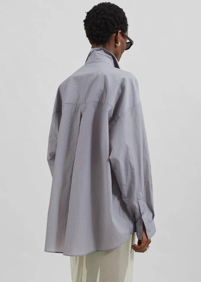 Clothing Women The Frankie Shop Ira Semi Sheer Button Up Shirt 8211 Grey
