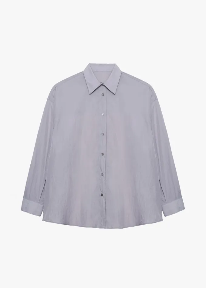 Clothing Women The Frankie Shop Ira Semi Sheer Button Up Shirt 8211 Grey