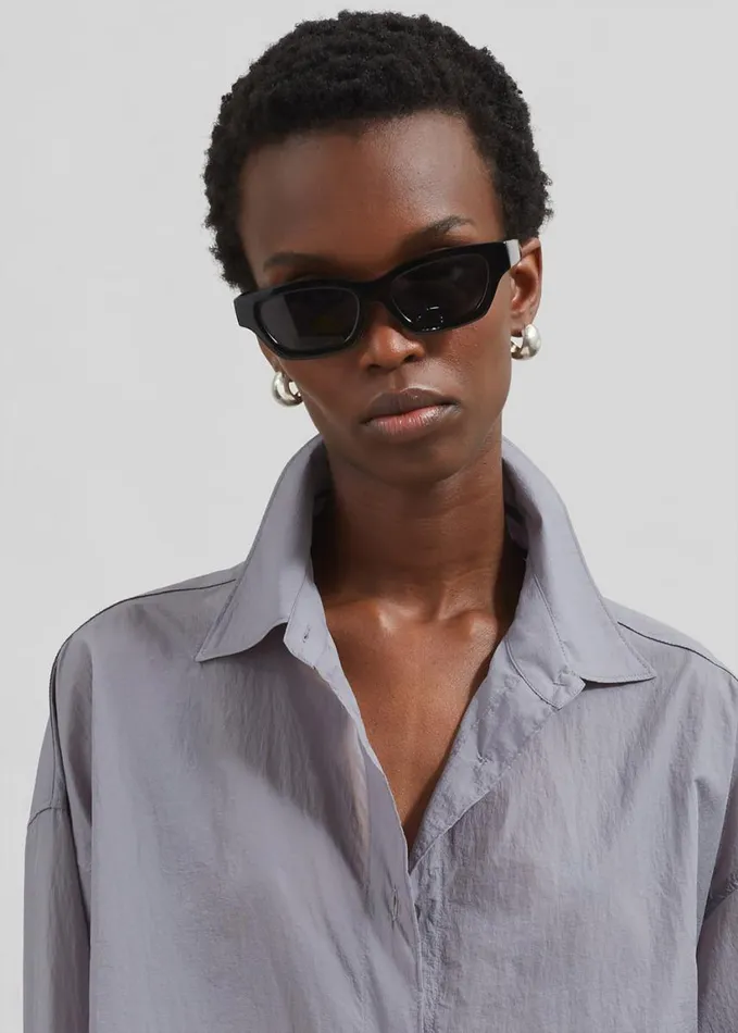 Clothing Women The Frankie Shop Ira Semi Sheer Button Up Shirt 8211 Grey