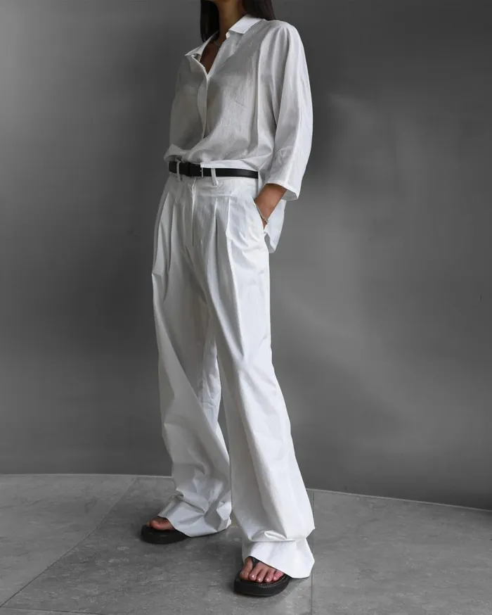 Clothing Women The Frankie Shop Jayden Wide Pants 8211 White
