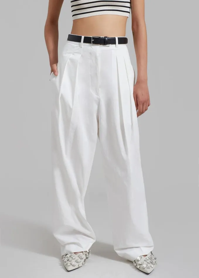 Clothing Women The Frankie Shop Jayden Wide Pants 8211 White