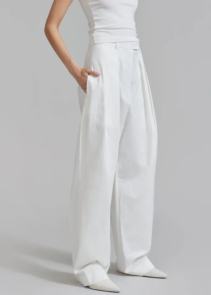 Clothing Women The Frankie Shop Jayden Wide Pants 8211 White