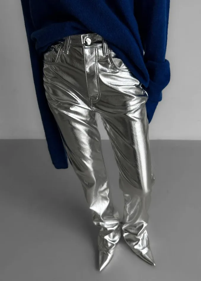 Clothing Women The Frankie Shop Jesse Aluminium Pants 8211 Silver