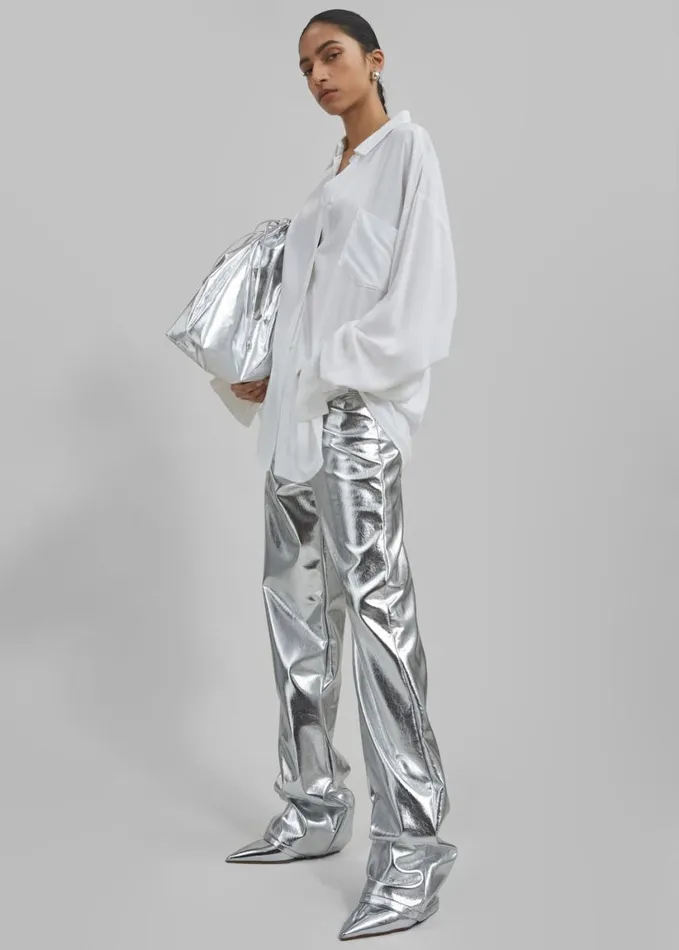 Clothing Women The Frankie Shop Jesse Aluminium Pants 8211 Silver