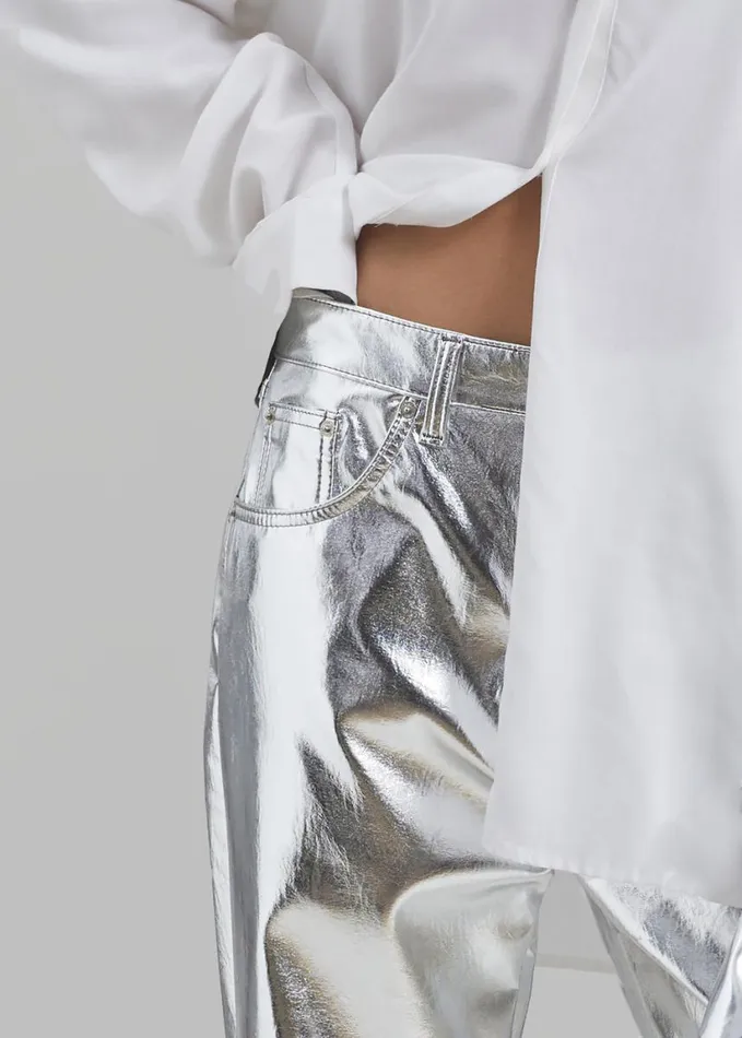 Clothing Women The Frankie Shop Jesse Aluminium Pants 8211 Silver