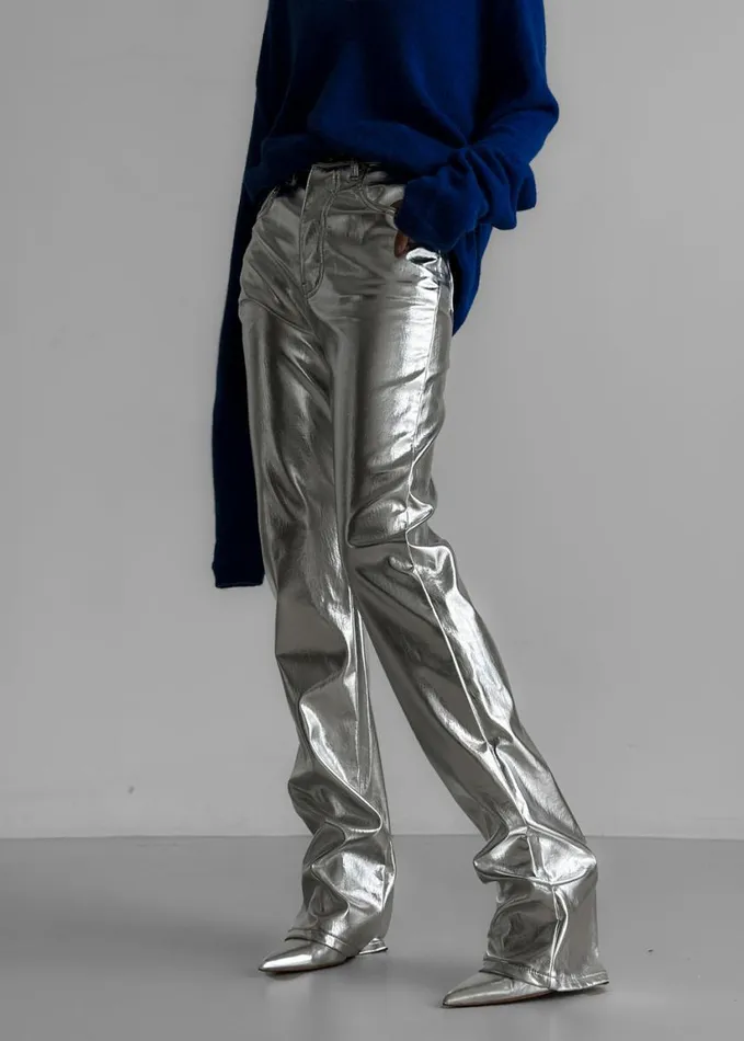 Clothing Women The Frankie Shop Jesse Aluminium Pants 8211 Silver