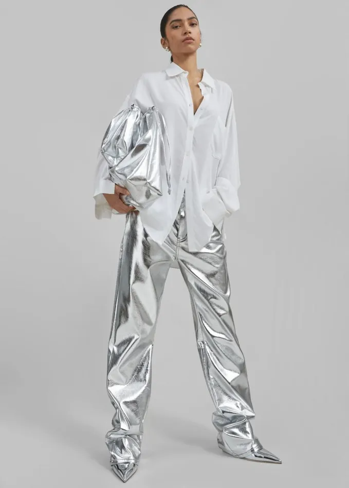 Clothing Women The Frankie Shop Jesse Aluminium Pants 8211 Silver