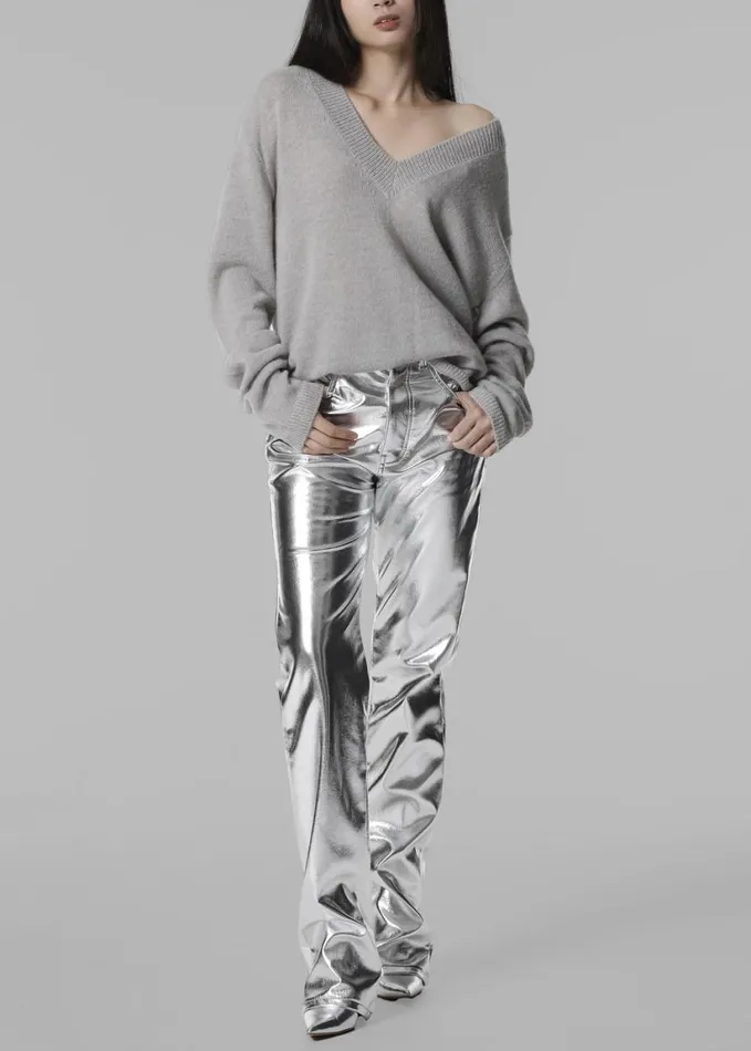Clothing Women The Frankie Shop Jesse Aluminium Pants 8211 Silver