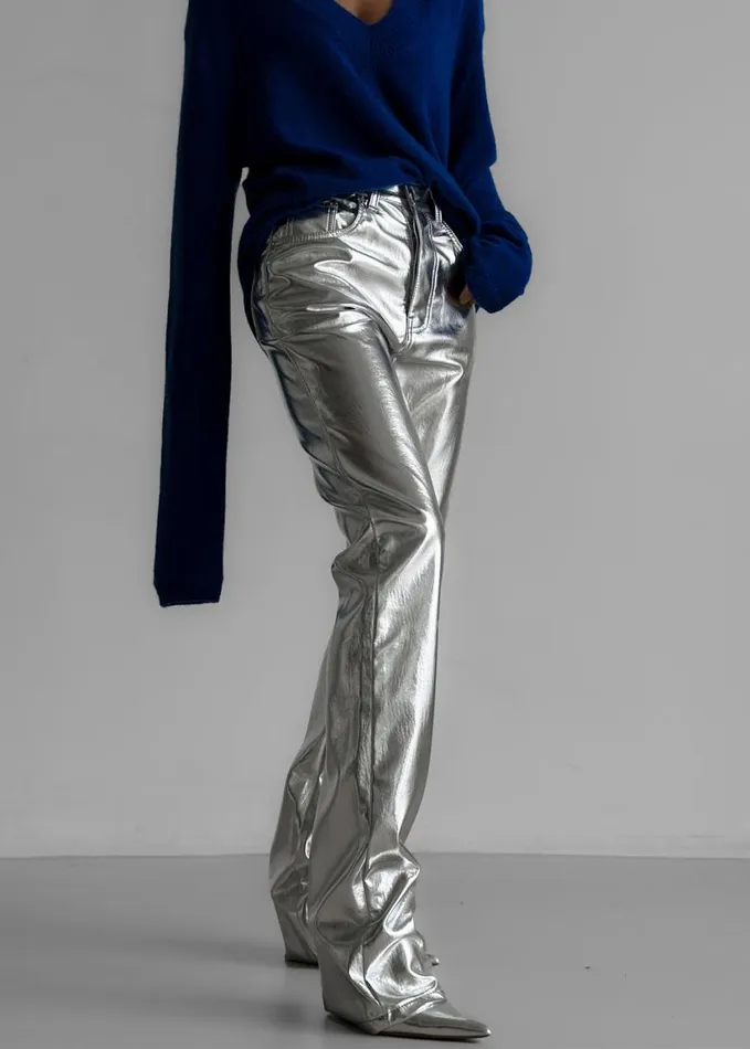Clothing Women The Frankie Shop Jesse Aluminium Pants 8211 Silver