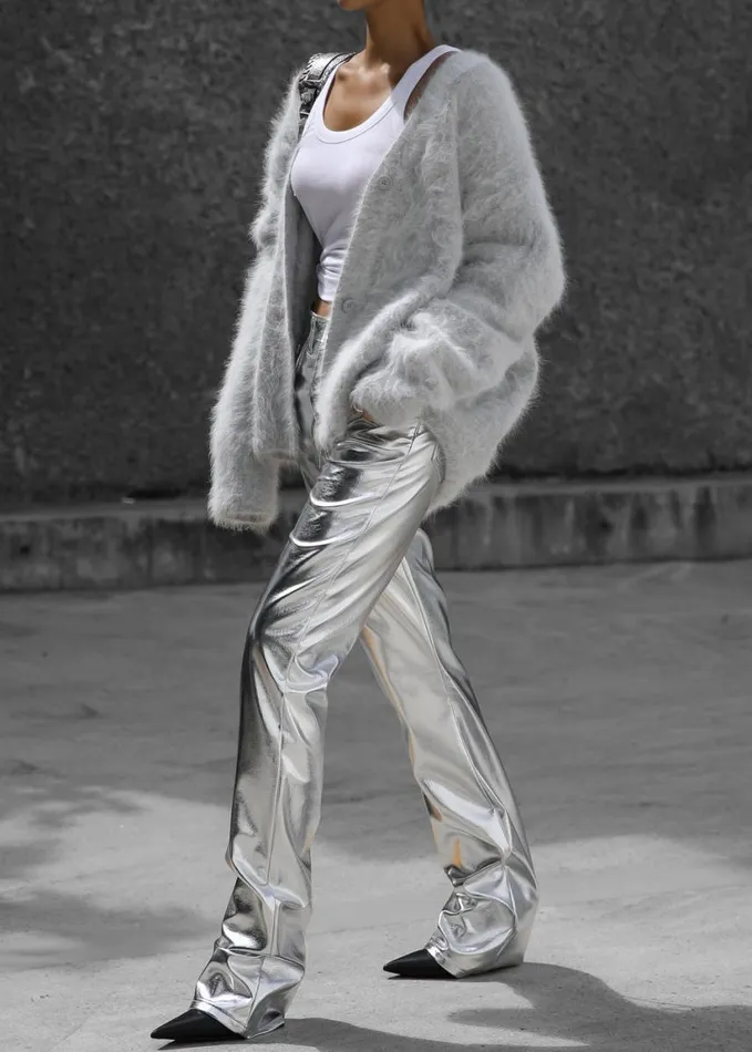 Clothing Women The Frankie Shop Jesse Aluminium Pants 8211 Silver