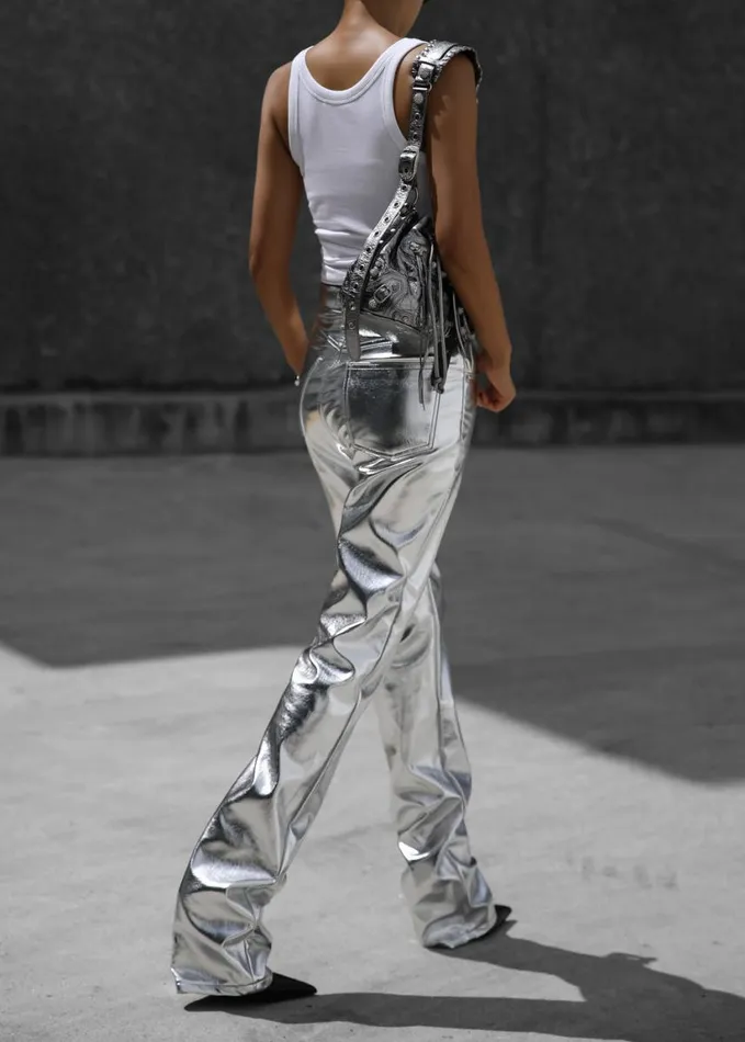 Clothing Women The Frankie Shop Jesse Aluminium Pants 8211 Silver