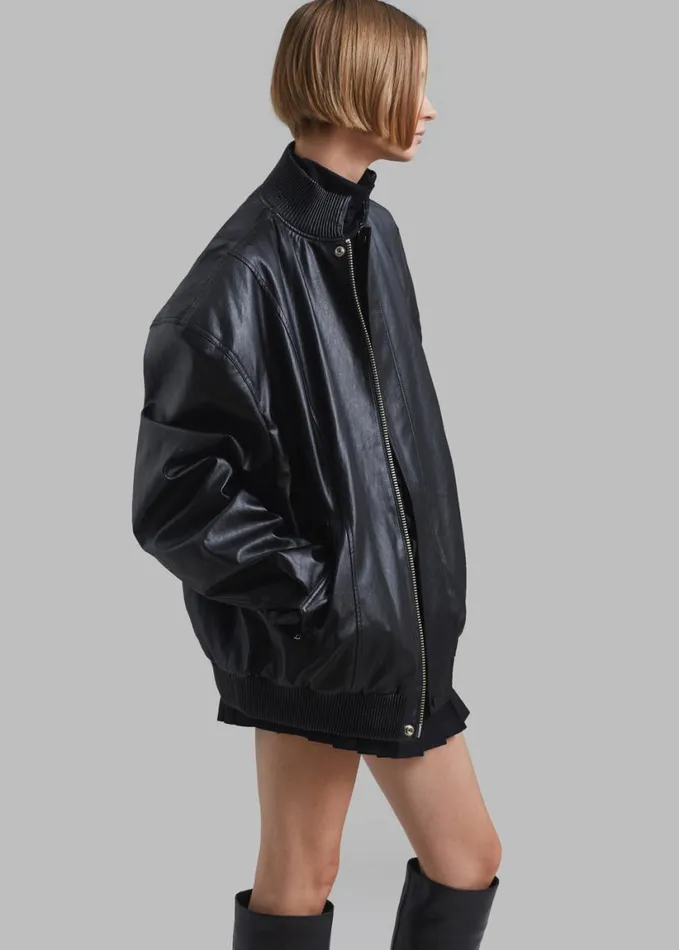 Clothing Women The Frankie Shop Jude Faux Leather Jacket 8211 Black