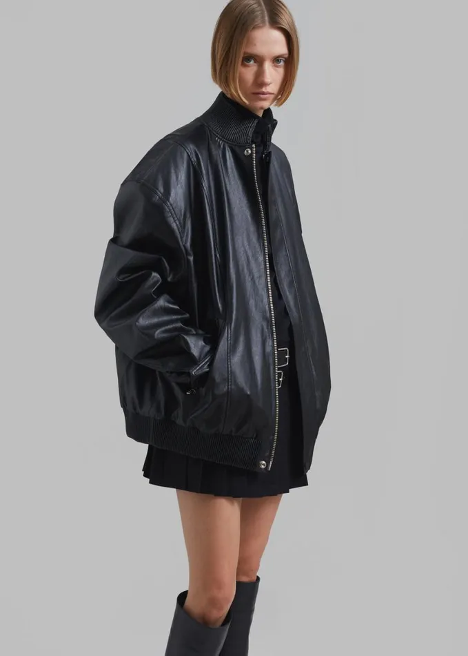 Clothing Women The Frankie Shop Jude Faux Leather Jacket 8211 Black