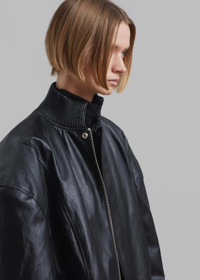 Clothing Women The Frankie Shop Jude Faux Leather Jacket 8211 Black