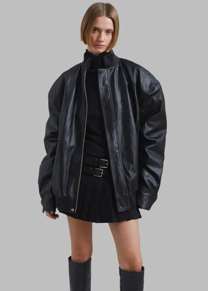 Clothing Women The Frankie Shop Jude Faux Leather Jacket 8211 Black