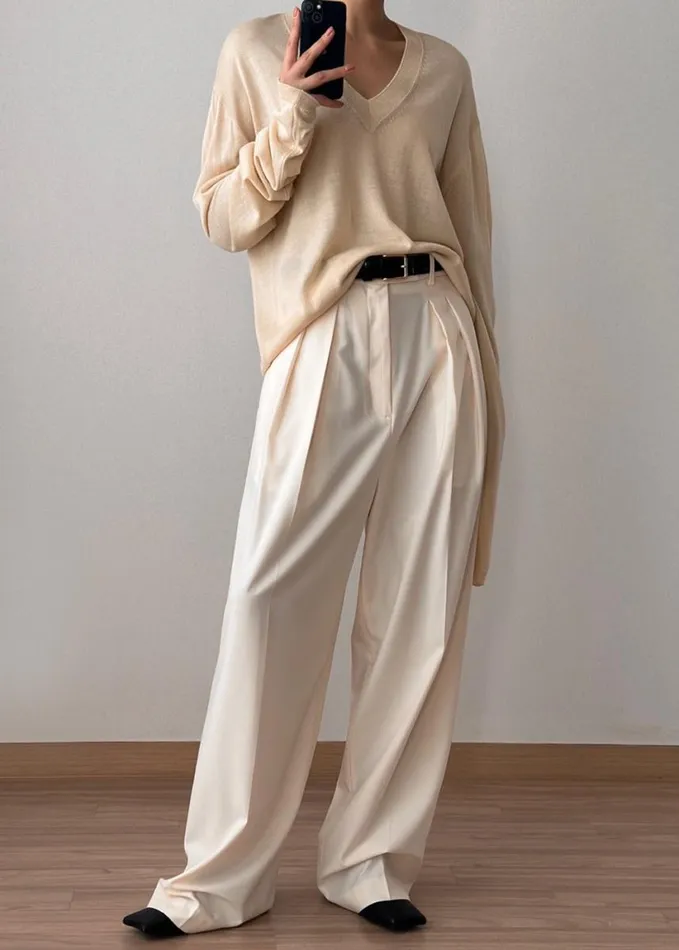 Clothing Women The Frankie Shop Juro VNeck Knit 8211 Butter