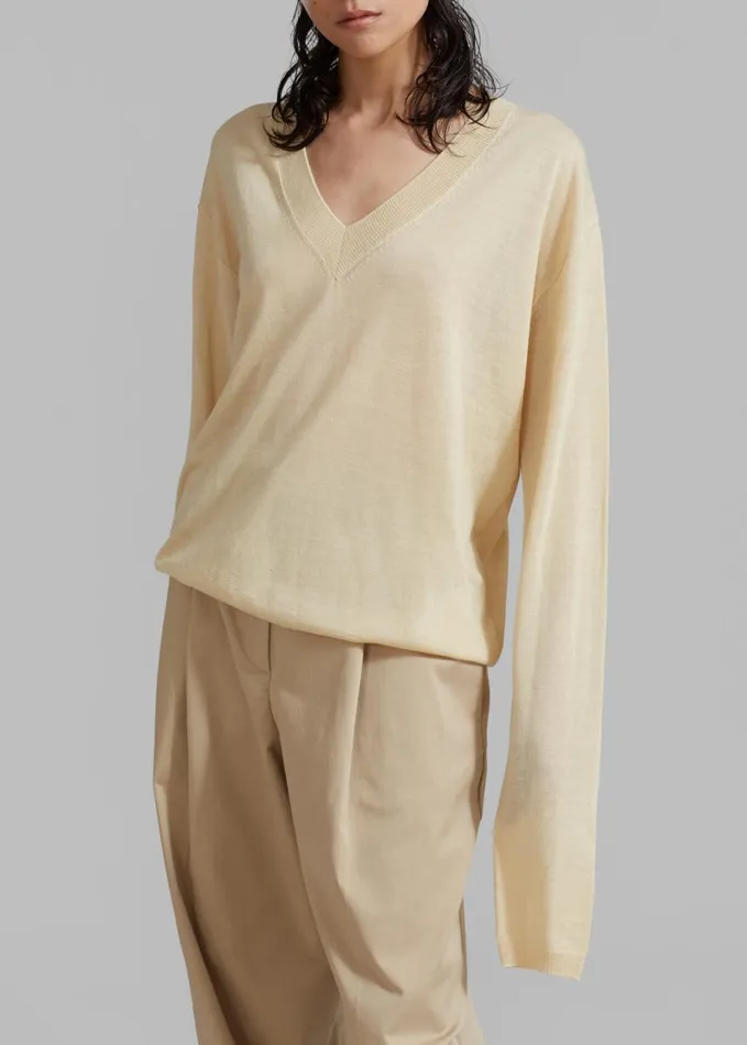 Clothing Women The Frankie Shop Juro VNeck Knit 8211 Butter