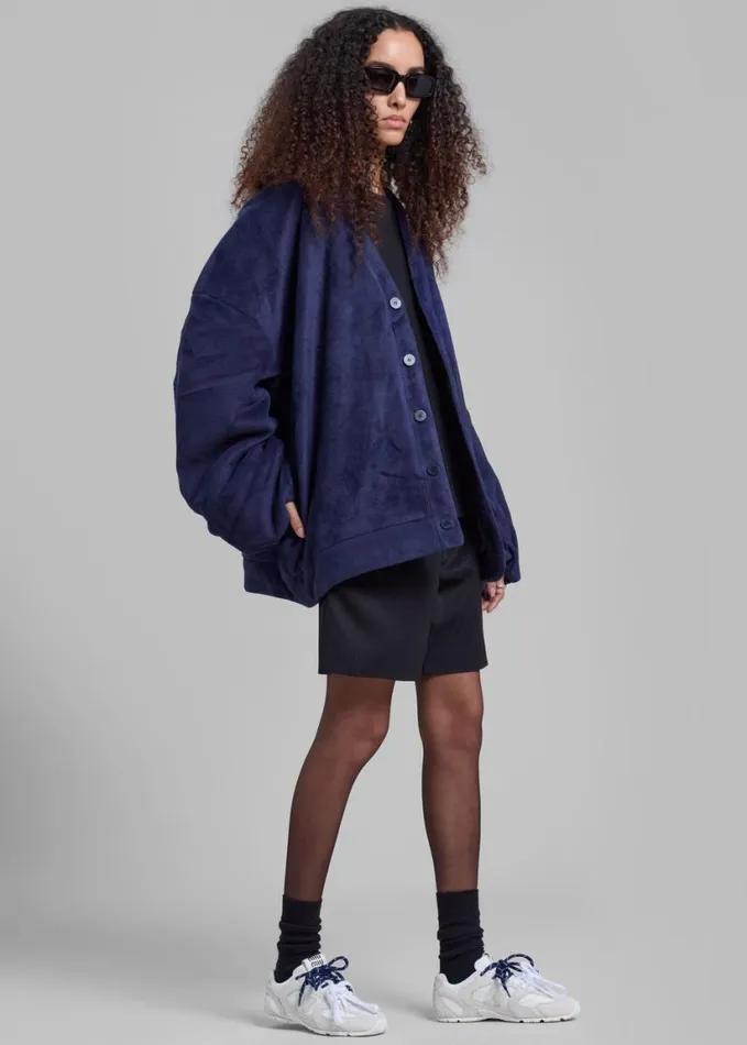 Clothing Women The Frankie Shop JW Anderson Oversized VNeck Cardigan 8211 Dark Navy