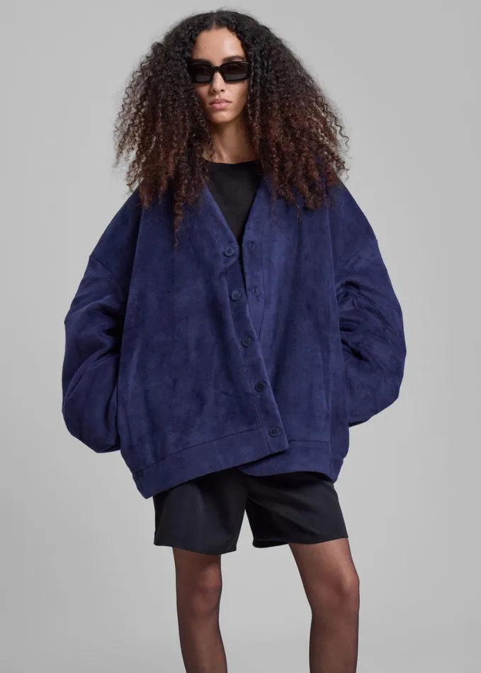 Clothing Women The Frankie Shop JW Anderson Oversized VNeck Cardigan 8211 Dark Navy