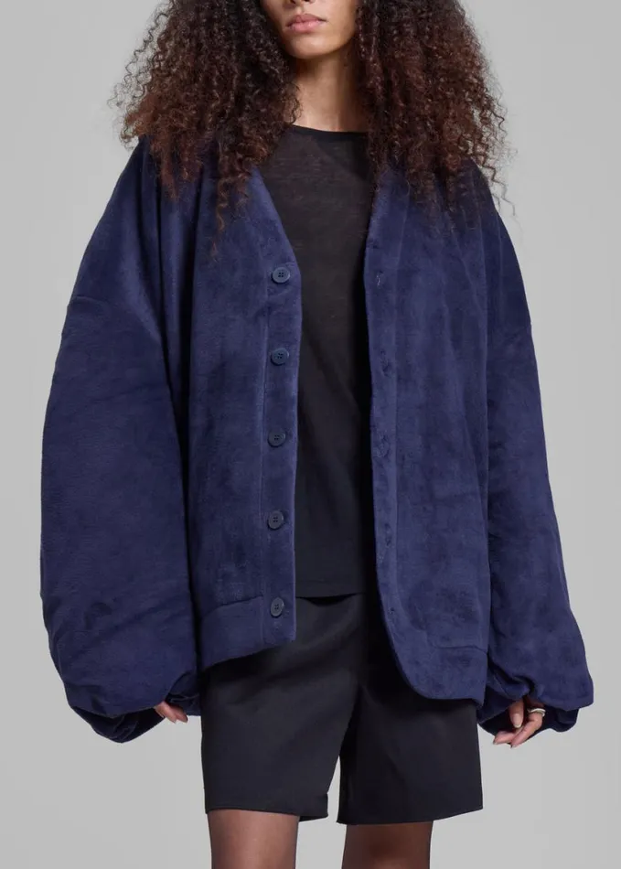 Clothing Women The Frankie Shop JW Anderson Oversized VNeck Cardigan 8211 Dark Navy