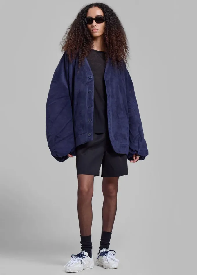 Clothing Women The Frankie Shop JW Anderson Oversized VNeck Cardigan 8211 Dark Navy