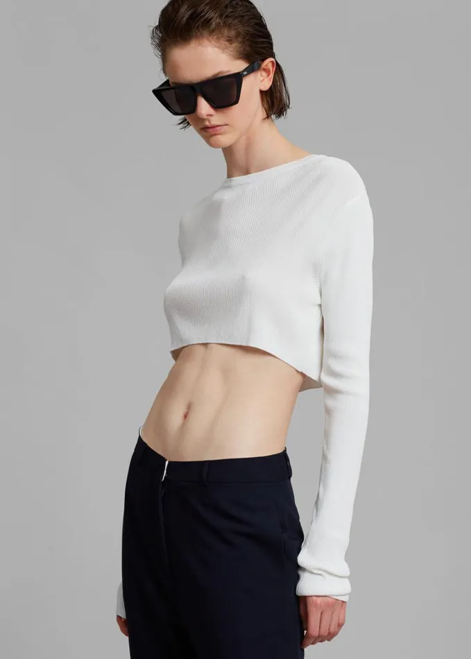 Clothing Women The Frankie Shop Kaz Cropped Knit Top 8211 White