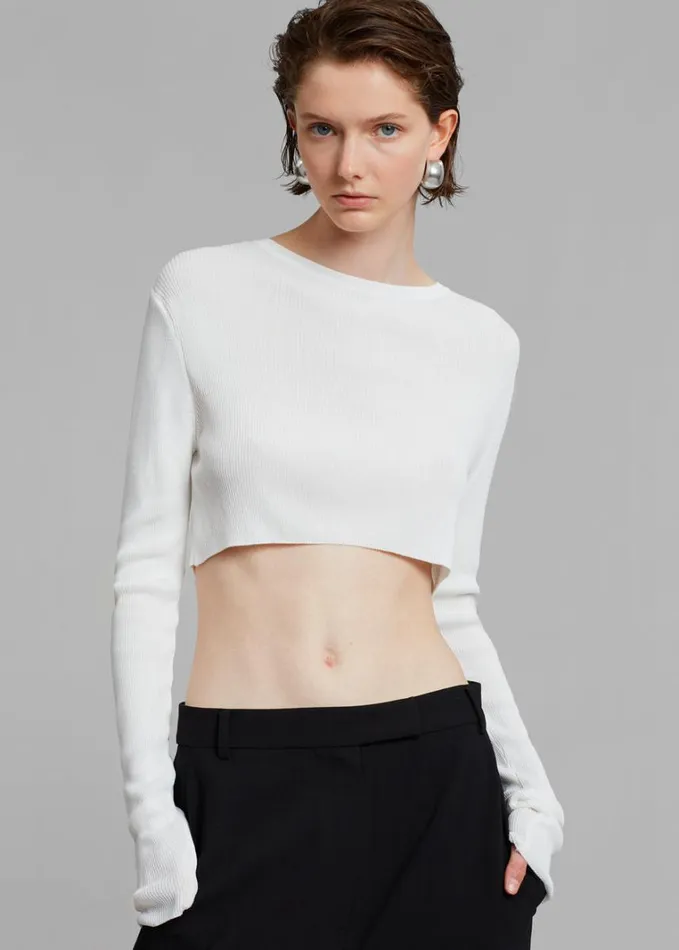 Clothing Women The Frankie Shop Kaz Cropped Knit Top 8211 White