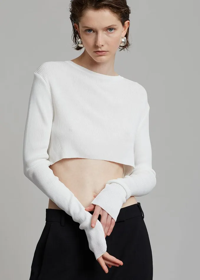 Clothing Women The Frankie Shop Kaz Cropped Knit Top 8211 White