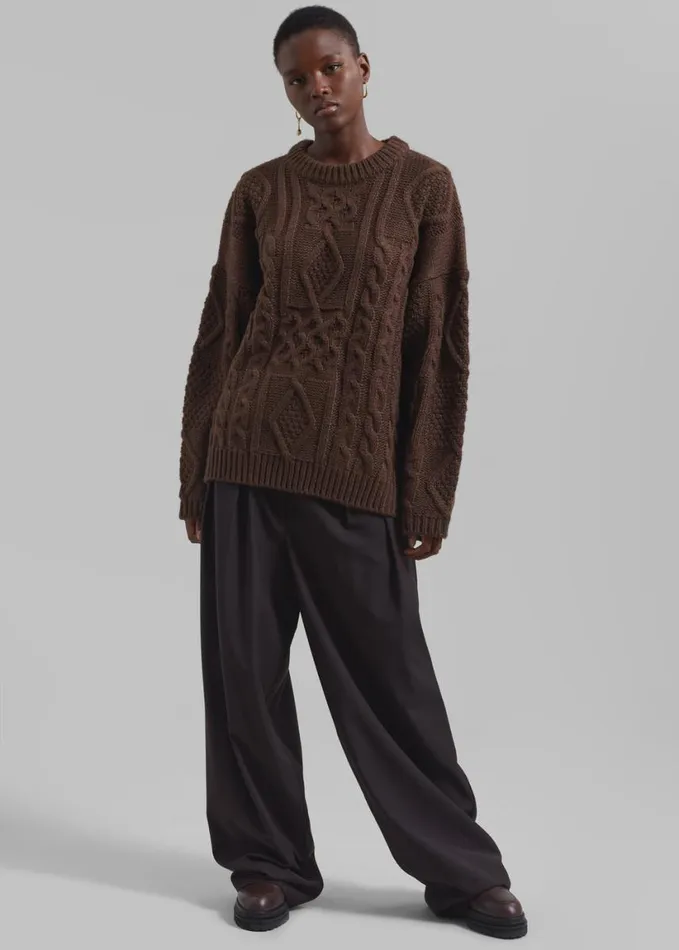 Clothing Women The Frankie Shop Keri Braided Sweater 8211 Brown