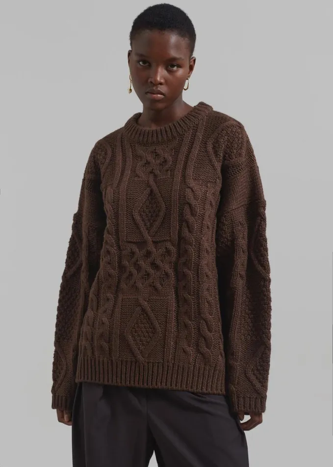 Clothing Women The Frankie Shop Keri Braided Sweater 8211 Brown