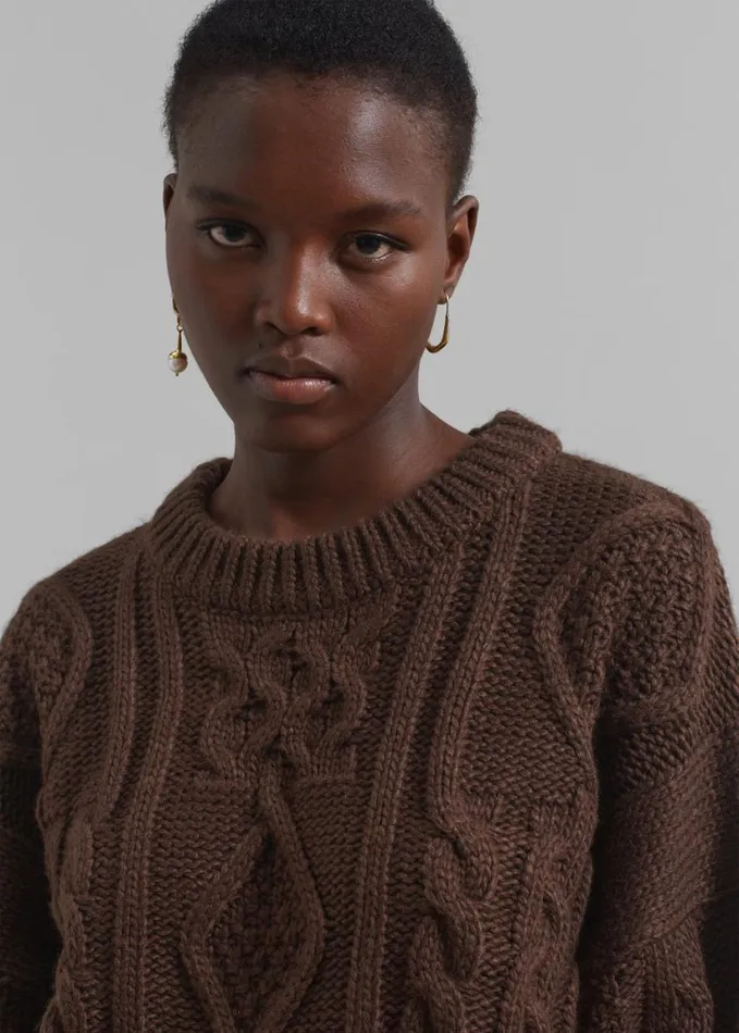 Clothing Women The Frankie Shop Keri Braided Sweater 8211 Brown