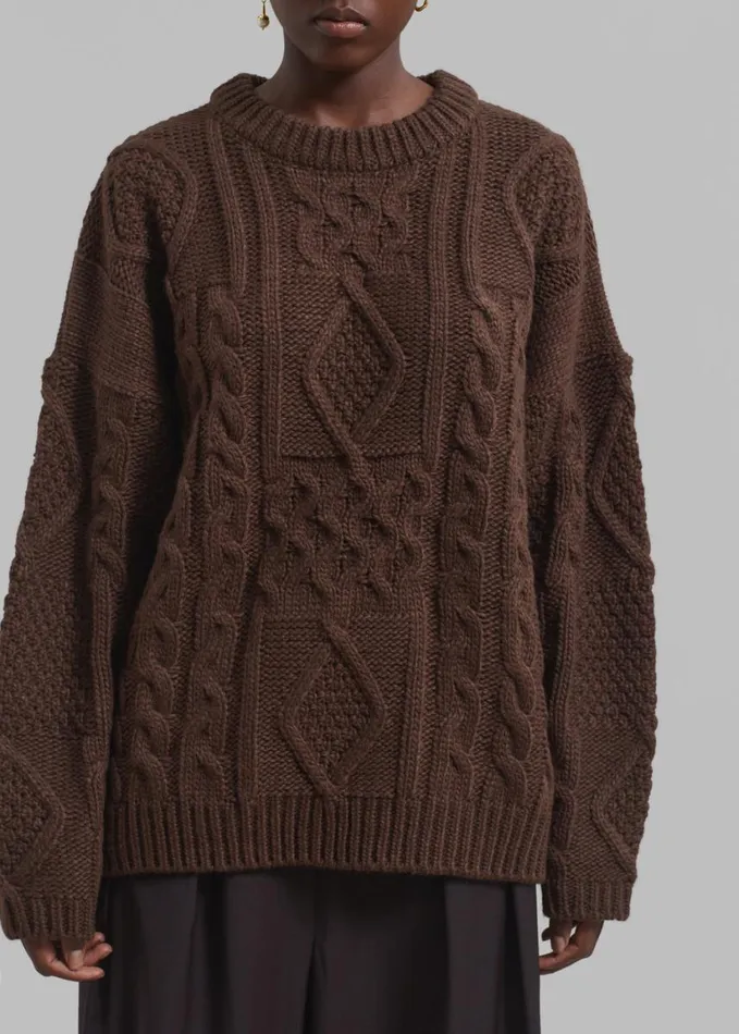 Clothing Women The Frankie Shop Keri Braided Sweater 8211 Brown