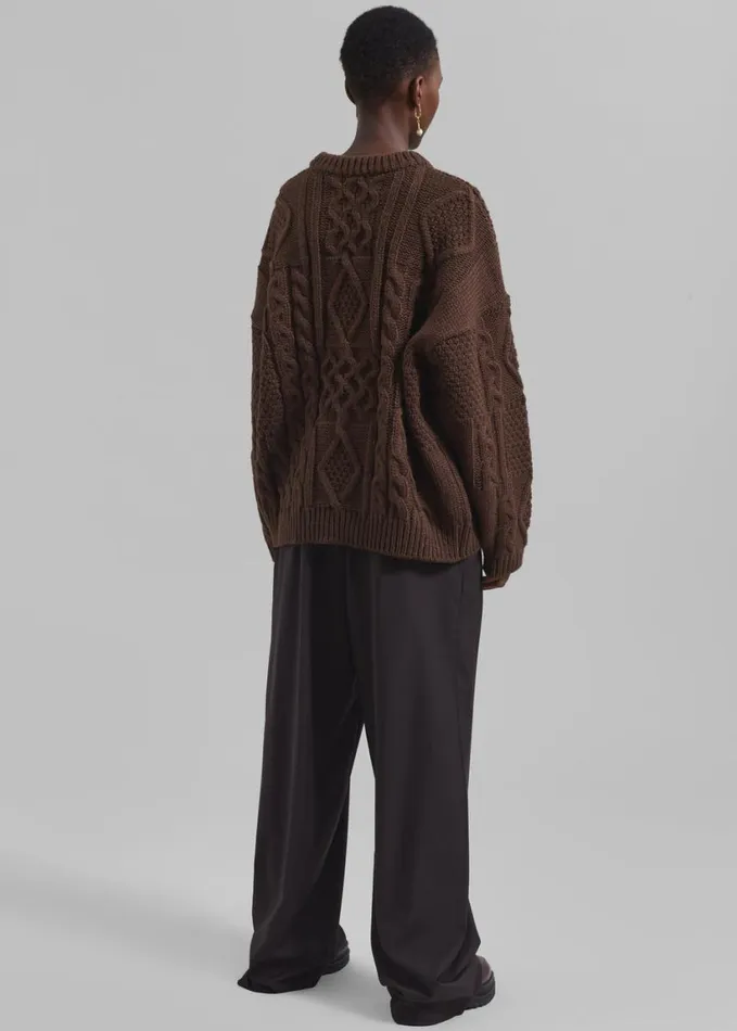 Clothing Women The Frankie Shop Keri Braided Sweater 8211 Brown
