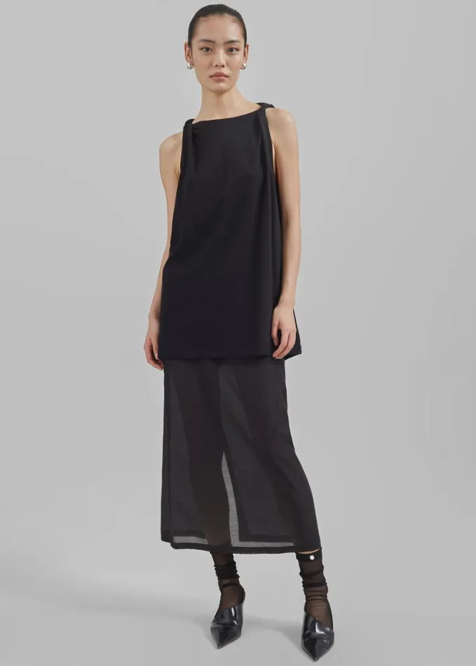 Clothing Women The Frankie Shop Lenore Semi Sheer Midi Skirt 8211 Black
