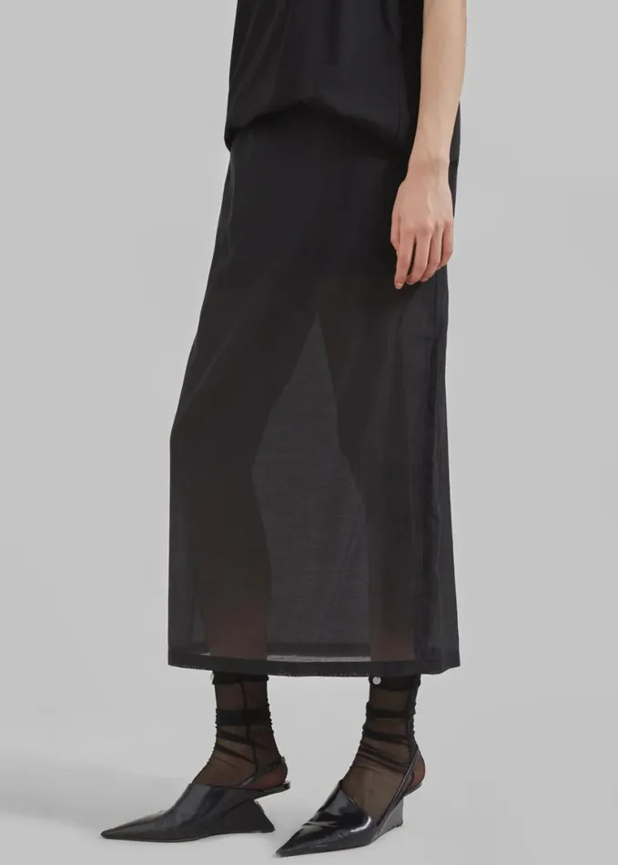 Clothing Women The Frankie Shop Lenore Semi Sheer Midi Skirt 8211 Black