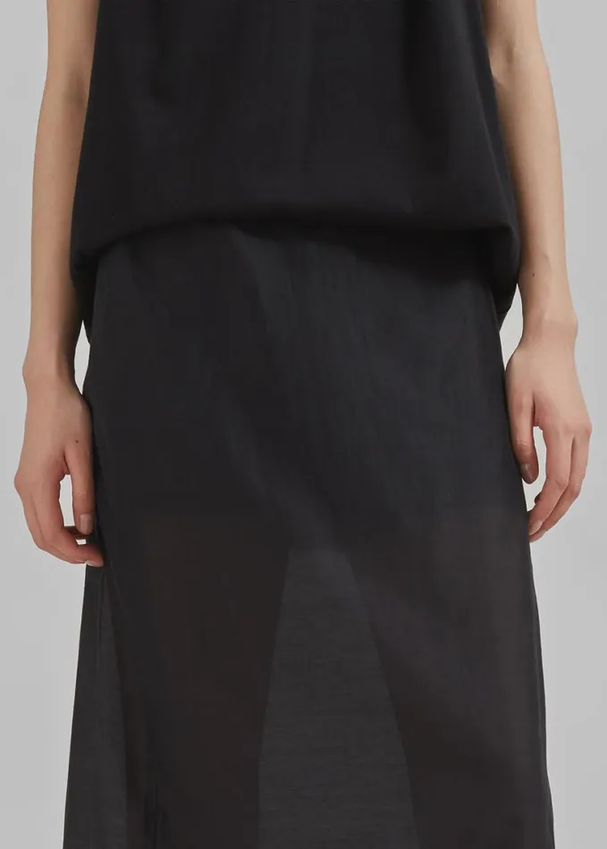 Clothing Women The Frankie Shop Lenore Semi Sheer Midi Skirt 8211 Black