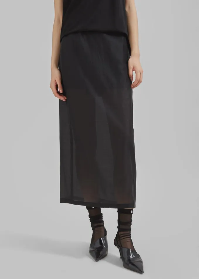 Clothing Women The Frankie Shop Lenore Semi Sheer Midi Skirt 8211 Black
