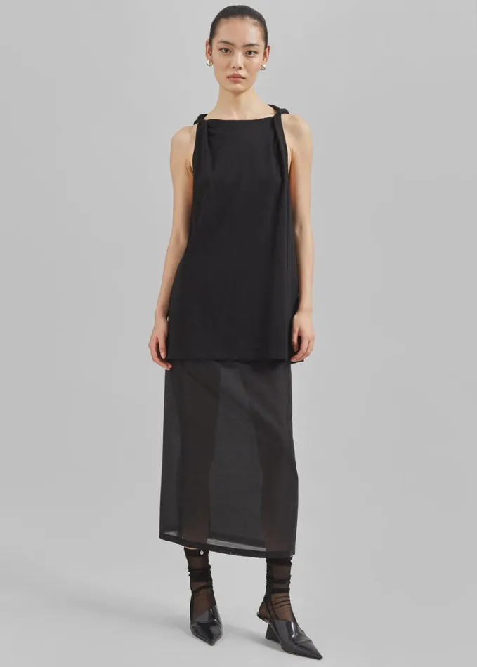 Clothing Women The Frankie Shop Lenore Semi Sheer Midi Skirt 8211 Black