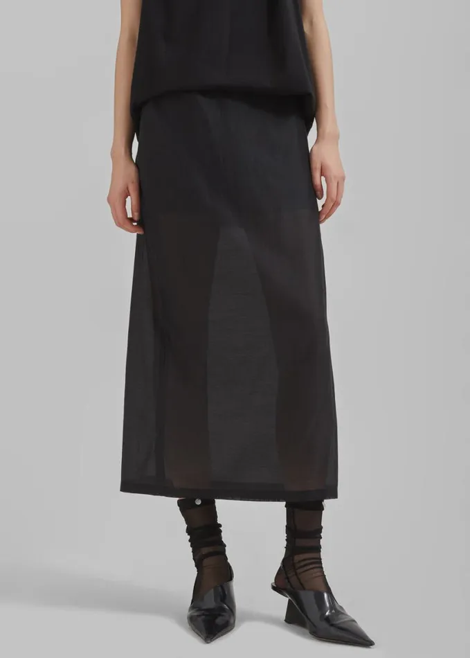 Clothing Women The Frankie Shop Lenore Semi Sheer Midi Skirt 8211 Black