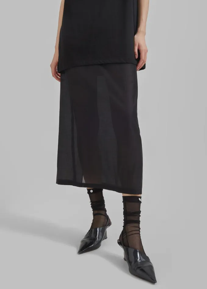 Clothing Women The Frankie Shop Lenore Semi Sheer Midi Skirt 8211 Black
