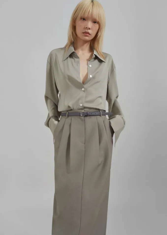 Clothing Women The Frankie Shop Letty Midi Pencil Skirt 8211 Khaki