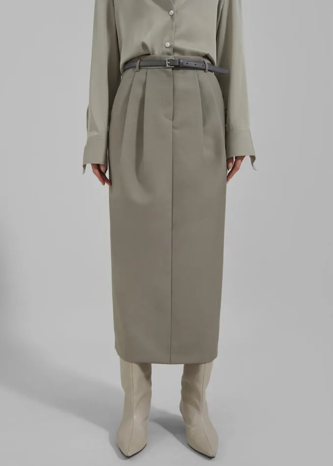 Clothing Women The Frankie Shop Letty Midi Pencil Skirt 8211 Khaki