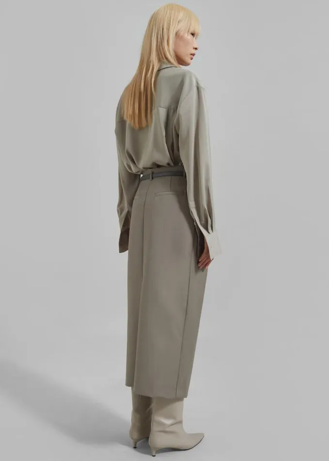 Clothing Women The Frankie Shop Letty Midi Pencil Skirt 8211 Khaki