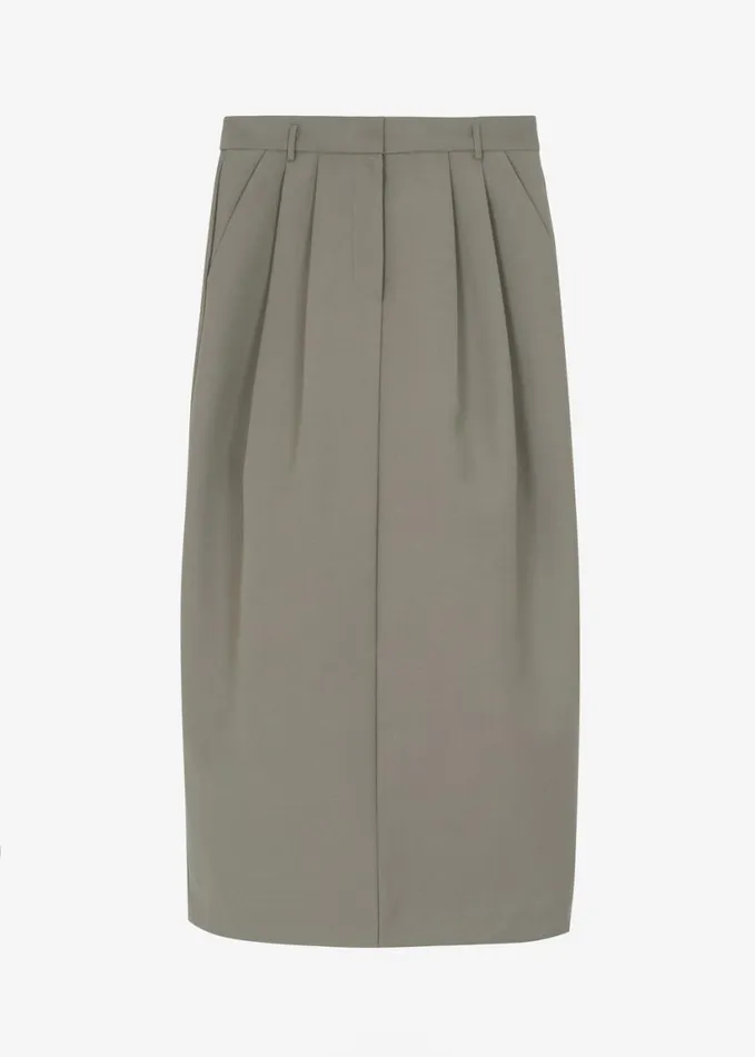 Clothing Women The Frankie Shop Letty Midi Pencil Skirt 8211 Khaki